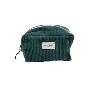 Octobre Twyman Corduroy Toiletry Bag Zippered 100% Cotton Blue 6in x 7in NWT